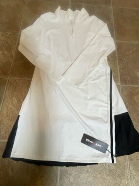Jack Smith Women's Tennis
Dress Pleated Skirt Long Sleeve PU White Black Size M